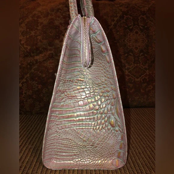 NWT-Brahmin-Caroline Satchel-Flirty Ombré Melbourne-Croc Embossed Leather-$345 - Picture 9 of 14